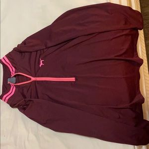 Pink VS ULTIMATE athletic quarter zip sweatshirt.